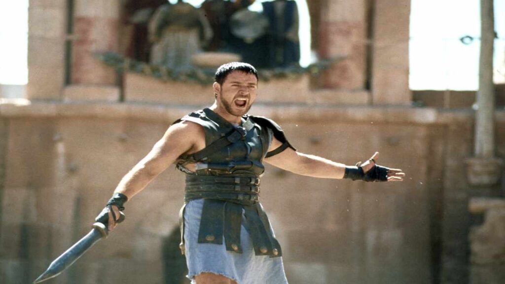 Gladiator Russell Crowe as Maximus. Movies and TV series Coming To Netflix in October 2023.