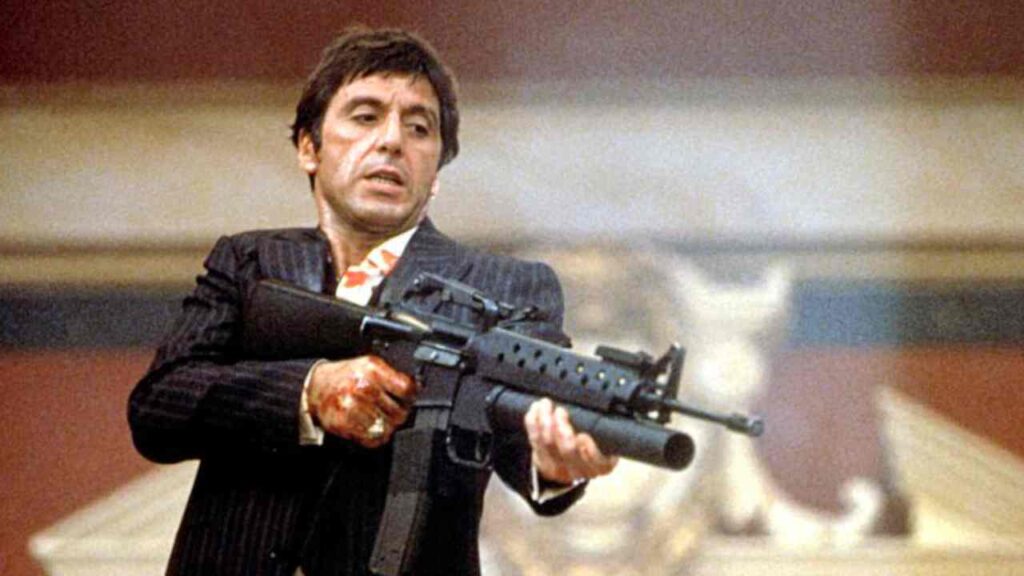 Scarface AI Pacino as Tony Montana. Movies and TV series Coming To Netflix in October 2023.